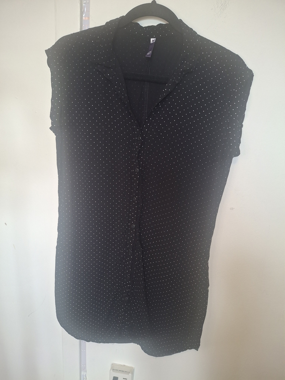 Women's Black Polka Dot Button-Down Blouse
